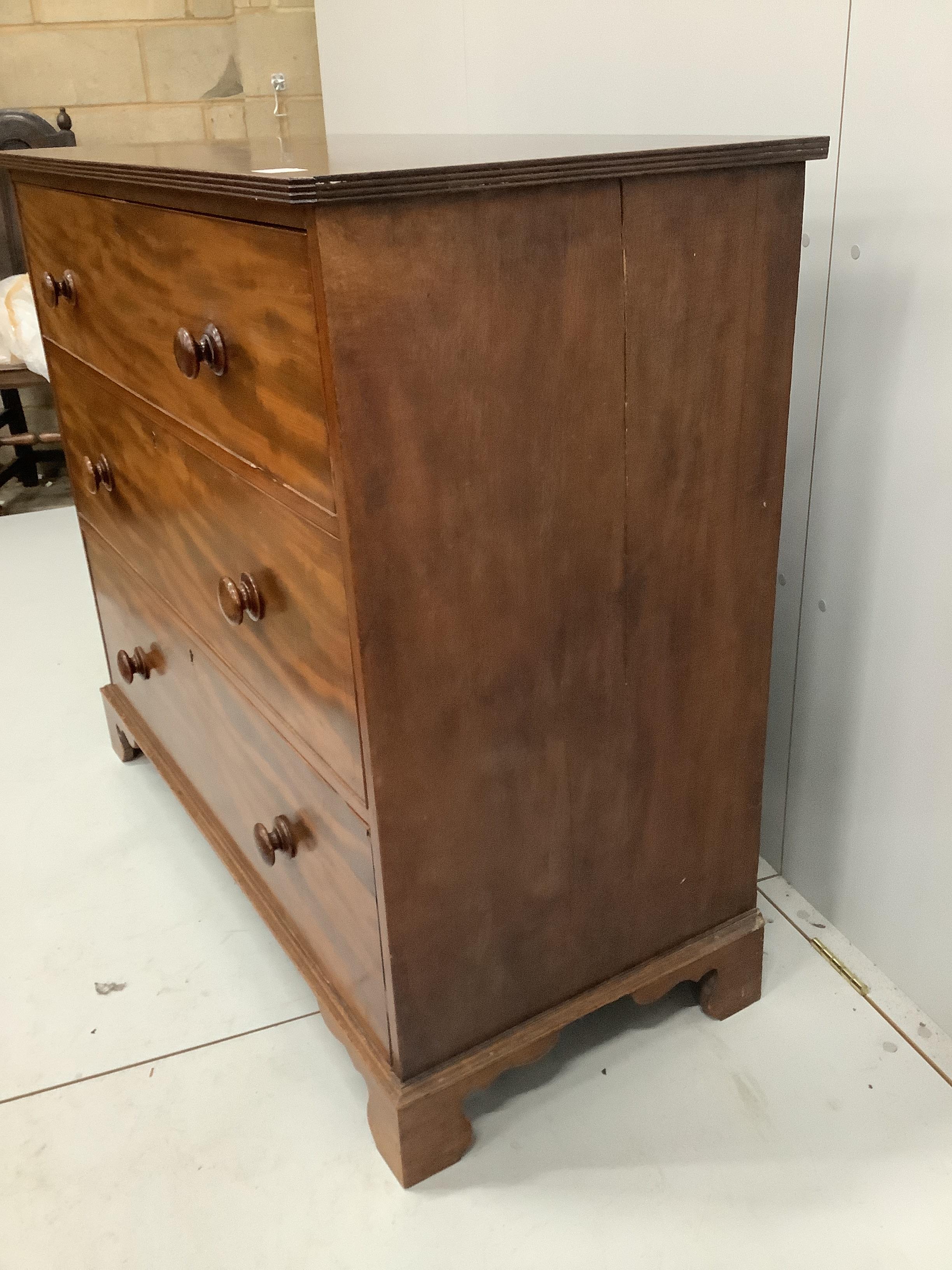 A George IV mahogany three drawer chest, width 116cm, depth 53cm, height 102cm
